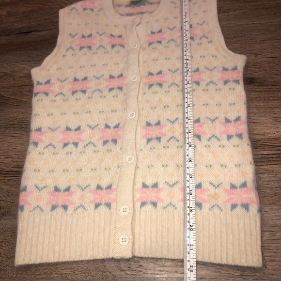 VINTAGE Angora Snowflake Snow Flakes Pastel Sweater Vest Sz Small - Picture 5 of 6